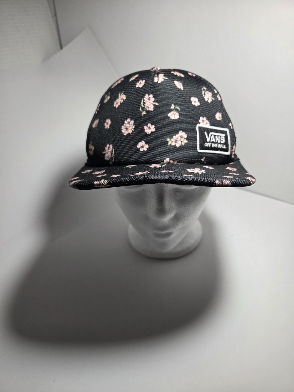 Vans Off The Wall Black Pink Floral Print Flat Brim Snapback Hat Cap Unisex